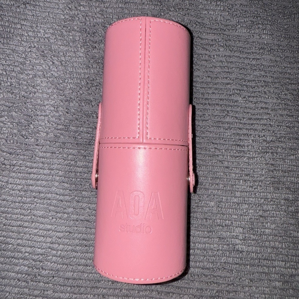 AOA Studio Pink Makeup Brush Vegan Leather Carrying Case Cylinder Holder Barbie